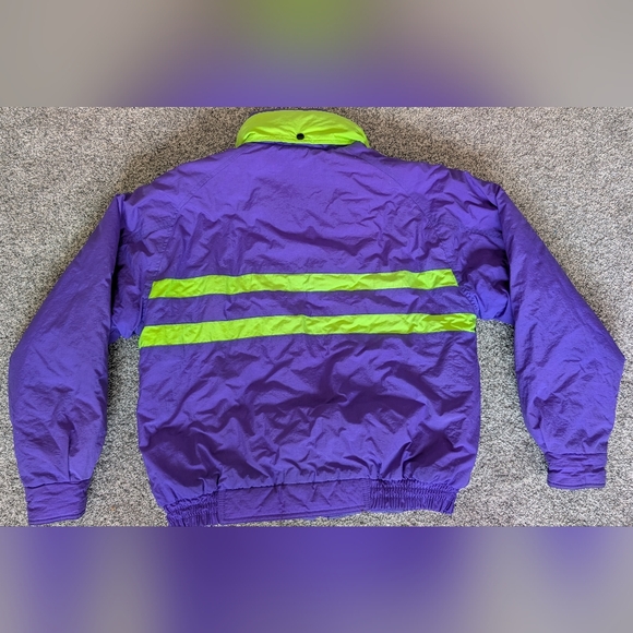 Vtg Retro Expeditions Purple/Green Nylon Colorblock Puffer Jacket Women's Medium - Picture 5 of 10
